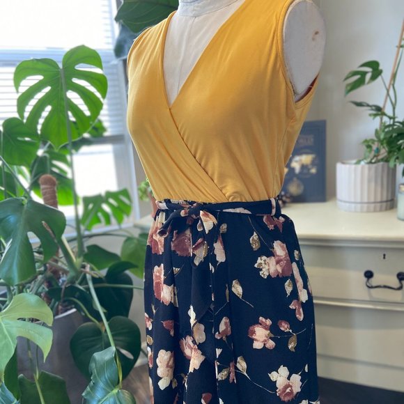 Floral and Mustard Midi Dress - SpotLight - Small - Picture 2 of 14